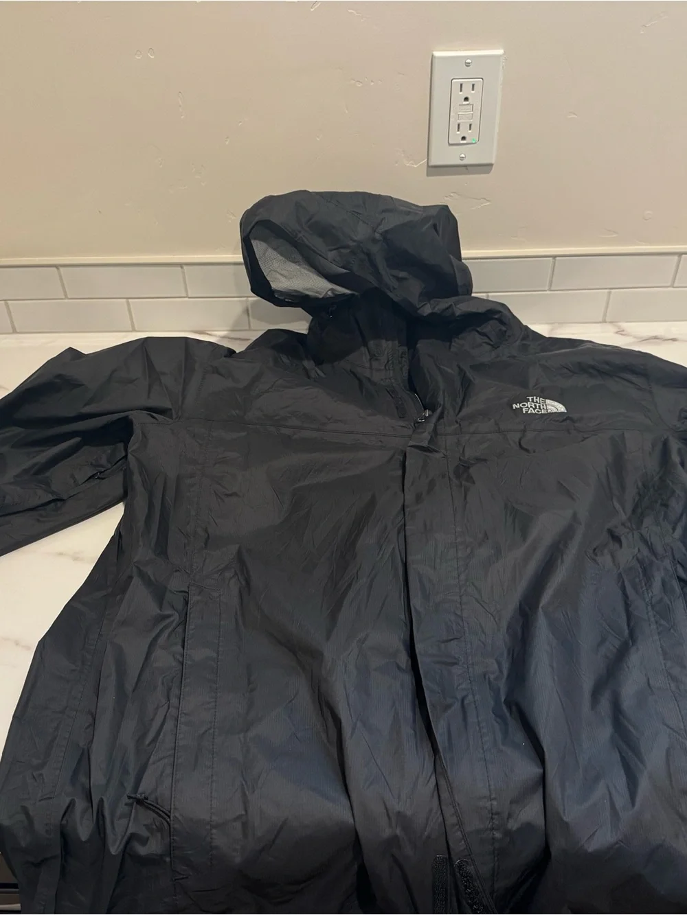 The North Face Black and White Patterned Packable Jacket
